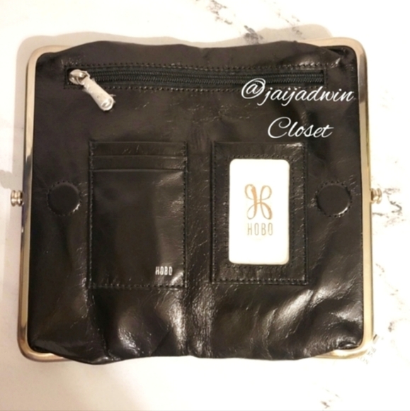 NEW HOBO Black Leather Raised Unique Pattern 'Lauren' Wallet w/Wanderlust Lining - Picture 5 of 10